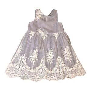 Girls Lavender Ivory Overlay Lace Embroidered Skirt Sleeveless Dress Sz S